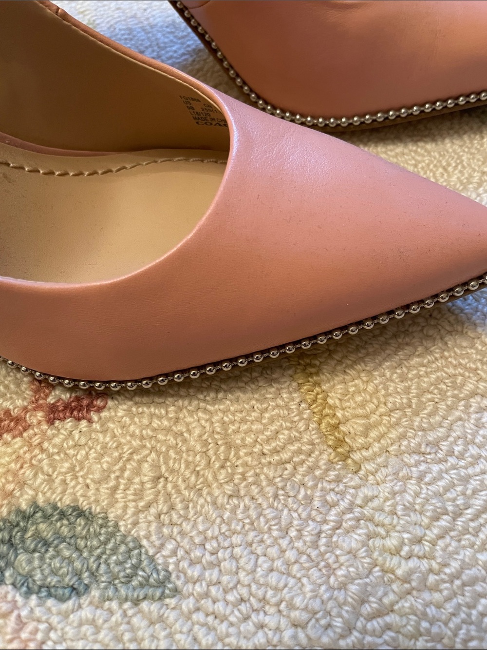 Coach Pink Pointed Toe Pumps with Studded Trim - Picture 7 of 9
